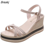 New Fashion Women Wedge Sandals Summer Platform Sandals Buckle Strap Open Toe Platform Casual Shoes Ladies