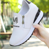 Platform Wedges Women's Sneakers High Quality Rhinestone Mesh Breathable Increased Casual Black Autumn Vulcanized