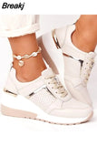 2023 Sports Casual Summer New Thick Bottom Wedge Casual Shoes Strap Mesh Women Fashion Sneakers Women Platform