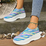 Chunky Platform Sneakers for Women 2023 Spring Autumn Slip On Casual Shoes Woman Thick Bottom Knitted Sneakers Plus