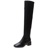 Female Women Boots Sexy Zipper Over The Knee Boots Women Flats Shoes Square Toe Long Boots Thigh High
