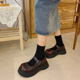 Jane Single Shoes Women's 2024 Thick Soles Internet Celebrities Korean Version Of The Retro College British Style Big Head Small Leather