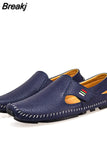 2023 Summer Breathable Leather Shoes Men Casual Loafers Brand Design Handmade Men Flats Soft Leather Moccasins Boat
