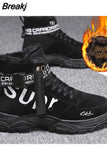 Men Boots Waterproof Warm Fur Snow Boots Men Outdoor Work Casual Shoes Military Combat Rubber Ankle Fashion Letter