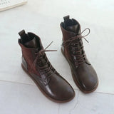 Retro Short Boots Brogue Women Shoes Original Handmade Soft Soled Mori Girl Lace-Up College Style Casual Ankle