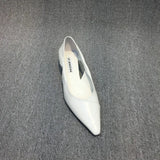 Station Women's Shoes 2024 Spring New European PU Thin Heels Shallow Mouth Pointy Hollowed-Out Cats And Casual Single