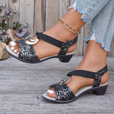 Breakj Plus Size 2025 New Thick Heel Sandals Women's Metal Buckle Hemp Rope Wedge Low Sole High Heel Fish Mouth