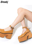 High Heels Women's Sandals 2023 Simply Style Roma Platform Sandals Round Toe Hollow Out Comfy Walking Ladies Shoes