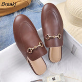 Shoes For Women Spring Designer Flats Outdoor Shoes Mules Casual Metal Decoration Slip-on Half Drag Zapatos Para