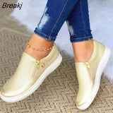 Vulcanize Shoes Women Ladies Slip-On Flat Casual Shoes Fashion Leather Platform Sneakers for Women 2022 Zapatillas