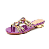 Women's Slippers In Summer Wear Crystal Diamond Sandals, Women's Sandals, Thick Heels, Bohemian Slippers, Full Of