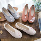 Breakj Shoes Beef Tendon Flat Cloth Shoes Plain Tea Clothes Spring And Autumn Mother Shoes Women's Single Shoes Embroidered