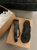 Sandwiched Herringbone Slippers Women's Shoes 2024 New Summer Heightened Thick-Soled Beach
