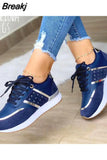 Mujer 2023 Women's Sneakers Platform Shoes Leather Stitching Casual Sneakers Women's Outdoor Running Vulcanized