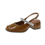 Sandals Mary Jane Shallow Mouth Comfort Shoes for Women Summer Heels Med Pointed Girls High Spring Retro Medium