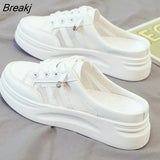 Outer Wear Slippers Women's Summer New White Fashion Flat Bottom Breathable Shoes Spring Leisure Sport Fashion Hollow