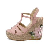 Dress Sandals Women Summer Wedges Shoes Appliques T Strap Gladiator Pumps Bohemia Casual Plus Size 46 47 48 High