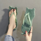 Flops Women Designer Summer Beach Women Cat Shape Girls Lovely Non-slip Thick Heel Sandals Cute Outdoor Slippers
