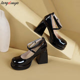 Retro Cross-Tie Pumps Spring Elegant Mary Janes Round Toe Shoes Ladies Fashion Sweet Lolita Shoes wedding party