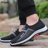 New Men Sneakers Fashion Breathable Slip on Casual Walking Shoes Black Mesh Lightweight Plus Size Sports Running