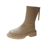 Women Thigh High Boots Women Casual Plush Knee Boots Brand Designer Zip Ladies Leather Long Boots White Mujer Shoes