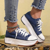 Chunky Platform Sneaker Women 2024 Spring Plus Size Lace Up Canvas Shoes Woman Comfy Thick Bottom Sports Sneaker