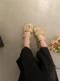 Women Sandals Slippers Luxury Designer Flats Slides Summer Comfort Elegant Shoes Woman 2024 Trend Outdoor Casual