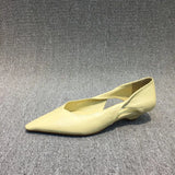 Station Women's Shoes 2024 Spring New European PU Thin Heels Shallow Mouth Pointy Hollowed-Out Cats And Casual Single