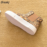 Winter Shoes Women Chelsea Boots Thick Sole Leopard Winter Shoes Warm Plush Women's Boots Woman Ankle Botas