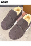 Toe Women's Shoes Platform Slip-on Loafers Fur Casual Female Sneakers Elegant Shallow Mouth Flats Soft Clogs Slip On