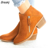 Women Ankle Boots Autumn Low Heels Boots Platform Sexy Ladies Blue Zip Pumps Boots Shoes New Winter Women's Boots 2023