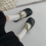 Low Heel Leather Shoes for Women Round Toe School Mary Janes Pumps Fashion Shallow Dress Shoes Soft Sole Single