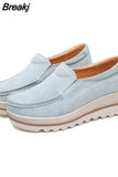 Women Flats Shoes Platform Sneakers Slip On Flats Leather Suede Ladies Loafers Moccasins Casual Shoes Women