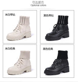 Martin Boots Girls College Style Students Non-Slip Thick Soles Plush Warm Wool Rice White Large Size Short