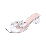 Slippers High Heels Crystal Sandals Women Summer New Pvc Woman Open Toe Slip on Strange Style Heeled Sandals