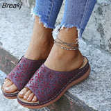 2021 Women's Open Toe Orthopedic Sandals Non-slip Leather Platform Retro Shoes Casual High Quality Platform
