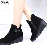 2023 Genuine Leather Warm Winter Boots Shoes Women Ankle Boots Female Wedges Boots Women Boot Platform