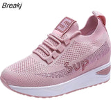 Heels Fashion Sneakers for Women Breathable Spring Platform Lace Up Fashion Causal Vulcanized Footwear Chunky Luxury