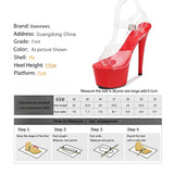 Platform Sandals Women High Heels 17CM Walking Show Outside Large Size Transparent Women ShoesSummer Wedding Pumps Thin