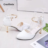 Women Fashion High Quality White Pointed Toe Buckle Strap Pu Leather Stiletto Ladies Casual Pink Comfort High Heel Shoes