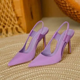 Woman Shoe High Heels Stiletto Navy Blue Pumps Pointed Wedge Roman Style 2023 Burgundy Straps Low Satin Fine Orange