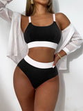 2025 New Solid Color Sling Belt Split High-Rise Triangle Lady Sexy Hot Spring Bikini