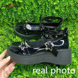 Lolita shoes Women heels platform mary janes Star Buckle Strap Mary Janes Women Cross-tied Girls Rivet Casual kawaii