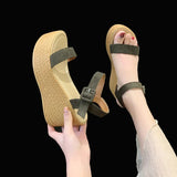 Women Leisure Wedges Heeled Shoes Fashion Summer New Sandals Black Party Platform High Heels Shoe Sandalias Mujer Size