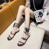 Snake Wrapped Sandals, Summer Low Heel 2024 New Line with Fashion Flat Glass Shoes, Banquet Wedding