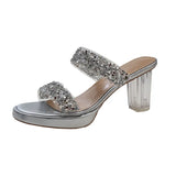 sequins Slippers Women summer new Sexy transparent heel open toe slippers Women Fashion Casual Slippers Large size