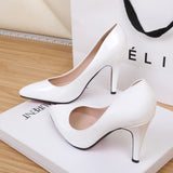 Patent Leather High Heels 10 Cm Thin Heels White Dress Party Pumps 2023 Autumn New Fashion Single Shoe Elegant Womens