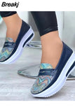 Size 43 Casual Flat Shoes of Women 2023 Fashion Round Toe Low Top Wedge Platform Sneakers Comfort Non Slip Women
