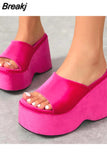 High Heeled 2023 New Fashion Women Sandals European Style Street Printed Sandals Slipper Vintage Comfy Walking