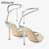 Strap Women's Sandals Square Toe Stylish Stiletto 2023 New Runway Pumps Party Women Shoes Thin High Heels Wedding
